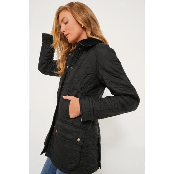 Barbour Beadnell Polarquilt Quilted Jacket Black Size 4 - Picture 1 of 8